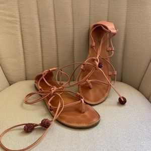 American Eagle Outfitters pink lace up sandals